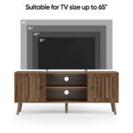 55-Inch Wooden TV Cabinet with Vertical Groove Doors, Adjustable Shelves, Entertainment Center with Storage, Walnut - 图片 7