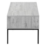 42" Rectangular Lift-Top Coffee Table, Grey with Black Metal Base