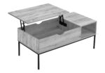 42" Rectangular Lift-Top Coffee Table, Grey with Black Metal Base - Image 14