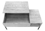42" Rectangular Lift-Top Coffee Table, Grey with Black Metal Base - Image 3