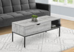 42" Rectangular Lift-Top Coffee Table, Grey with Black Metal Base - Image 7