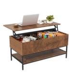 39.4" Farmhouse Lift Top Coffee Table with Hidden Storage, Rustic Brown