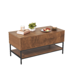 39.4" Farmhouse Lift Top Coffee Table with Hidden Storage, Rustic Brown - Image 14