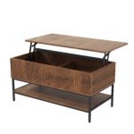 39.4" Farmhouse Lift Top Coffee Table with Hidden Storage, Rustic Brown - Image 15