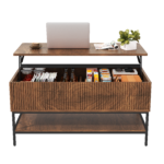 39.4" Farmhouse Lift Top Coffee Table with Hidden Storage, Rustic Brown - Image 19