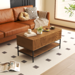 39.4" Farmhouse Lift Top Coffee Table with Hidden Storage, Rustic Brown - Image 5