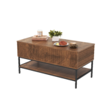 39.4" Farmhouse Lift Top Coffee Table with Hidden Storage, Rustic Brown - Image 8