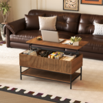 39.4" Farmhouse Lift Top Coffee Table with Hidden Storage, Rustic Brown - Image 10